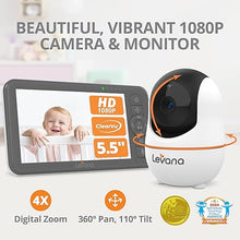 Load image into Gallery viewer, Levana Nala Video Baby Monitor No WiFi, 1080P PTZ Camera, 5.5”1080P Monitor, Night Vision, 1000ft Range, 5000mAH Battery, Carrying Case, 2 Year Warranty
