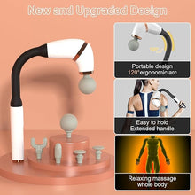 Load image into Gallery viewer, Massage Gun with Upgraded Extended Handle, U-Shaped Back Massager for Pain Relief Deep Tissue with 6 Massage Heads, Massage Gun Deep Tissue with LED Screen, 3 Modes &amp; 6 Speed Levels
