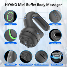 Load image into Gallery viewer, HYAKO Handheld Professional Mini Orbital Buffer Relief Massager, Adjustable Multi-Speed Vibration Deep Tissue Body Chiropractic Massager for Neck, Shoulder, Leg,Back muscle pain relief massage therapy
