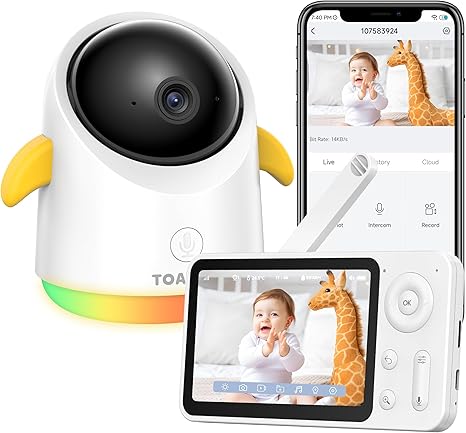 Baby Monitor with Camera and Audio WiFi/No WiFi: Baby Camera Monitor Double Control Night Vision 4.3' Screen 2-Way Talk Temperature & Humidity Sensor Lullabies Motion & Noise Detection(Only 2.4G WiFi)