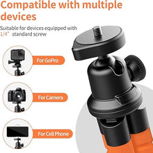 Load image into Gallery viewer, Aureday Phone Tripod, Flexible Tripod for iPhone and Android Cell Phone, Portable Small Tripod with Wireless Remote and Clip for Video Recording/Vlogging/Selfie (Orange)
