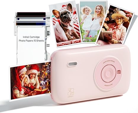 HPRT Mini Photo Printer for iPhone, Smartphone, Portable Instant Picture Printer with Bluetooth, Wireless Thermal Dye Sublimation Photo Printer CP2100 (Pink, Printer + 10 Sheets)