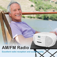 Load image into Gallery viewer, Gelielim CD and Cassette Player Combo, Portable Boombox AM/FM Radio, Tape Recording, 5.1V Bluetooth Speaker, USB Playback with Earphone Jack, Remote Control, AC/Battery Powered, for Home,Senior,Child
