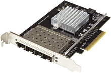 Load image into Gallery viewer, StarTech.com Quad Port 10G SFP+ Network Card - Intel XL710 Open SFP+ Converged Adapter - PCIe 10 Gigabit Ethernet Server NIC - 10GbE Fiber Optic LAN Card - Dell PowerEdge HPE ProLiant (PEX10GSFP4I)

