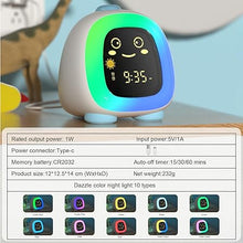 Load image into Gallery viewer, Alarm Clock for Kids, Kids Night Light with 3 Brightness 10 Color Mode Night Light Dual alarm Snooze Mode Sleep Training Adjustable Volume Memory Battery Sleep Timer, Kids gifts for Boys and Girls
