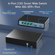 Load image into Gallery viewer, 6 Port 2.5G Easy Web Managed Switch, 4 x 2.5G Base-T Ports, 2 x 10G SFP+, Static Aggregation,QoS/VLAN/IGMP, 2.5Gb Network Homelab Switch
