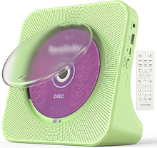 Load image into Gallery viewer, Green CD Player for Home, Desktop CD Player with Speakers, FM Radio, Remote Control, Bluetooth, USB and AUX Port, Vertical Stand and Portable, Wired
