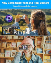 Load image into Gallery viewer, Digital Camera 4K 48MP Autofocus Vlogging Camera with Rear and Front Camera for Photography, 16X Digital Zoom Point and Shoot Cameras with 32GB Card &amp; 2 Batteries Camera for Boys Girls Kids - Black
