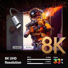 Load image into Gallery viewer, UGREEN USB C to DisplayPort 1.4 Cable 8K@60Hz 4K@240Hz Unidirectional Thunderbolt 4/3 to DisplayPort Cord USB C to DP 32.4Gbps Compatible iPhone 16, MacBook Pro/Air, iPad, Mac Mini, Galaxy, XPS, 3.3FT
