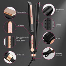 Load image into Gallery viewer, SKIMI Airflow Styler, Titanium Flat Iron Hair Straightener &amp; Curler, Professional Curling Wand with Cooling Air Vents to Lock in Style, 5 Temps &amp; Dual Voltage(Black &amp; Blush Gold).
