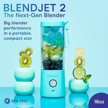 Load image into Gallery viewer, BlendJet Portable Blender for Smoothies &amp; Shakes - 16oz BlendJet 2 Cordless Personal &amp; Small Blender, USB-C Rechargeable &amp; Self Cleaning - Quiet Mini Travel Blender with Stainless Steel Blade (Mint)
