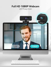 Load image into Gallery viewer, TECKNET 1080p Webcam with Microphone &amp; Privacy Cover, Streaming Camera 30fps USB Computer Camera with 110-degree AOV, Web Camera for Video Conferencing/Calling/Live Streaming/Online Learning
