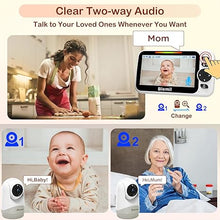 Load image into Gallery viewer, Upgrade Baby Monitor with 30-Hour Battery, 5&quot; Large Split-Screen Video Baby Monitor with 2 Cameras and Audio, Remote Pan/Tilt/Zoom, Two-Way Talk, Room Temperature, Auto Night Vision
