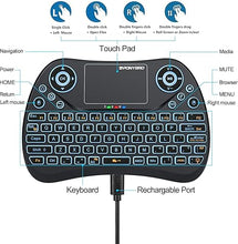 Load image into Gallery viewer, Backlit Mini Wireless Keyboard with Touchpad Mouse Combo QWERTY Keypad,Rechargeable Handheld Keyboard Remote for Smart TV,Android TV Box,Xbox,Raspberry Pi,PC
