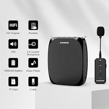 Load image into Gallery viewer, ZOWEETEK Voice Amplifier with Wireless Lavalier Microphone for Teachers, Portable Mini Voice amplifier, Wireless Lapel Microphone,Megaphone Speaker System for Classroom, Speech, Meeting,Yoga,Streaming
