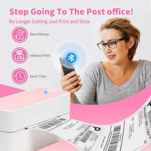 Load image into Gallery viewer, ASprink Bluetooth Thermal Label Printer - 241BT Wireless Shipping Label Printer for Small Business &amp; Packages, Pink Thermal Label Printer Shipping Label Maker, Compatible with iPhone, USPS, Amazon
