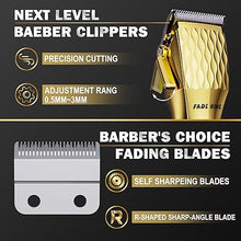 Load image into Gallery viewer, FADEKING® Professional Hair Clippers for Men - Cordless Barber Clippers for Hair Cutting, Rechargeable Hair Beard Trimmer with LED Display &amp; Quality Travel Storage Case (Gold)
