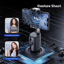 Load image into Gallery viewer, GREEN HOUSE Auto Face Tracking Phone Holder &amp; Mount, 360°Fast Rotation, Gimbal Stabilizer for Influencer Content Creating Vlog, YouTube, TikTok, Gesture Recognization, GH-USTTA-BK
