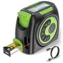 Load image into Gallery viewer, Huepar 2-in-1 Laser Tape Measure, 197Ft Rechargeable Laser Measurement Tool &amp; 16Ft. Measure Tape with Backlit LCD &amp; Movable Hook -Pythagorean, Area, Volume, M/in/Ft Unit Switch Digital Distance Meter
