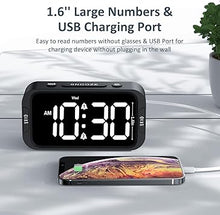 Load image into Gallery viewer, Digital Dual Alarm Clock for Bedroom, Easy to Set, 0-100% Dimmer, USB Charger, 5 Sounds Adjustable Volume, Weekday/Weekend Mode, Snooze, 12/24Hr, Battery Backup, Compact Clock for Bedside
