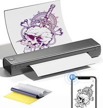 Load image into Gallery viewer, Phomemo M08F Tattoo Stencil Printer, Wireless Tattoo Printer Machine, Thermal Printer Tattoo, Compatible with Smartphone, Pad and PC, with 10pcs Transfer Paper (Grey)

