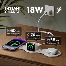 Load image into Gallery viewer, Hicober 3 in 1 Wireless Charging Station for iPhone 15, Magnetic Foldable Travel Charger Station Stand 18W for iPhone 16 15 14 13 12 Pro/Max/Plus/Apple Watch All Series &amp; Airpods
