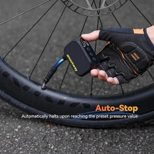 Load image into Gallery viewer, Tiny Pump Rechargeable Electric Bicycle Air Pump, Max 120 PSI,Mini Bike Tire Pump Auto Stop, with Presta and Schrader Valve for E-Bike, Mountain Bike, City Bike and Road Bike
