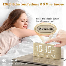 Load image into Gallery viewer, Digital Alarm Clock with Weekday/Weekend Mode, Dual Alarm,Adjustable Volume,Temperature &amp; Humidity Monitor, Calendar,5 Levels Dimmer,12/24H,Snooze,Battery Backup,Loud Alarm Clock for Heavy Sleeper
