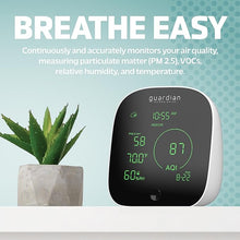 Load image into Gallery viewer, Guardian Technologies Smart Air Quality Monitor, Displays PM 2.5 Levels, Humidity, Temperature Indoor and Outdoor and VOCs in Real Time, App Controlled, Alexa and Google Enabled, Black/White, AQM101
