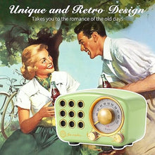 Load image into Gallery viewer, Retro Bluetooth Speaker, Vintage Radio-Greadio FM Radio with Old Fashioned Classic Style, Strong Bass Enhancement, Loud Volume, Bluetooth 5.0 Wireless Connection, TF Card and MP3 Player (Green)
