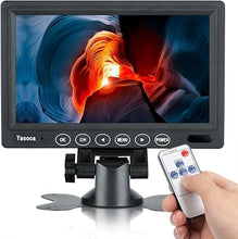 Load image into Gallery viewer, 7 inch Small HDMI Monitor 1024x600 Resolution Small 1080P Portable IPS Monitor with Remote Control with Built-in Speakers HDMI VGA Input for Gaming CCTV Security Raspberry Pi PC
