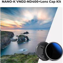 Load image into Gallery viewer, K&amp;F Concept 52mm Variable ND Camera Lens Filter ND2-ND400 (1-9 Stops) + Filter Cap + Cleaning Cloth 18 Multi-Layer Coatings Adjustable Neutral Density Ultra Slim Lens Filter (K-Series)

