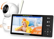 Load image into Gallery viewer, HelloBaby 720P 5.5&#39;&#39; HD Baby Monitor with Camera and Audio No WiFi, Video Baby Monitor, Remote Pan Tilt Zoom Wide View Range, 1080P Infant Camera, Night Light, Hack Proof, 4000mAh Battery, 1000ft
