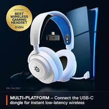 Load image into Gallery viewer, SteelSeries Arctis Nova 7P Wireless Multi-Platform Gaming Headset — Neodymium Magnetic Drivers — 2.4GHz + Bluetooth — 38Hr USB-C Battery — Gen2 AI Mic — PlayStation, PC, Switch, VR, Mobile - White
