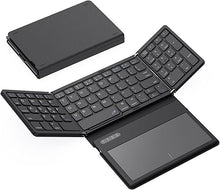 Load image into Gallery viewer, Foldable Bluetooth Keyboard, Portable Full Size Folding Keyboard with Touchpad, PU Leather, Wireless Travel Keyboard for Windows, iOS, Android, Mac
