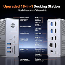 Load image into Gallery viewer, TobenONE DisplayLink Docking Station 4 Monitor with 4 HDMI, 18-in-1 Quad/Triple 4K@60Hz Display Dock with 120W Power Supply for Thunderbolt 5/4/3, USB4, USB-C Windows, MacBook(8 USB, Ethernet, etc)
