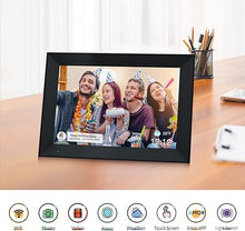 Load image into Gallery viewer, Digital Picture Frame 10.1 Inch WiFi Digital Photo Frame with 1280 * 800 IPS HD Touchscreen, Hyjoy 16GB WiFi Smart Frame Built-in Light Sensor Share Photos and Videos Instantly via AiMOR App
