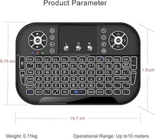 Load image into Gallery viewer, Mini Bluetooth Keyboard Portable Keyboard Remote Control Touchpad Mouse Combo, 2.4GHz RF Multi Touch, Rechargeable Handheld Keyboard Controller for Smartphones, PC, Tablet, Laptop
