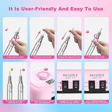 Load image into Gallery viewer, Nail Drill Machine?Professional Electric Nail File Set 35000RPM Nail File Drill Acrylic Nails Kit for Manicure Gel Nail Polish Remover (Pink)
