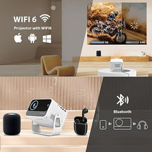 Load image into Gallery viewer, [Auto Focus/Keystone]HIPPUS Projector with WiFi 6 and Bluetooth, Projector 1080P Native 500 ANSI, Object Avoidance, and Screen Adaption, Projector Compatible with iOS/Android?White?
