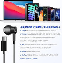 Load image into Gallery viewer, USB C Headphones for Samsung S24+ S24 Ultra 23, Type C Earphones with Microphone Magnetic Volume Control HiFi Stereo Wired Earbuds for Galaxy A53 S21 S20 FE Flip 5 Fold 4 Pixel 8 7 Pro 6 Android Phone
