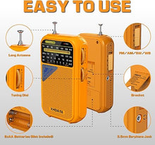 Load image into Gallery viewer, D221 NOAA Weather Radio Portable AM FM Shortwave Radio Receiver, 2 AA Battery Operated, Transistor Radio with Excellent Reception for Emergency, Hurricane, Gift, Walking and Home (Orange)
