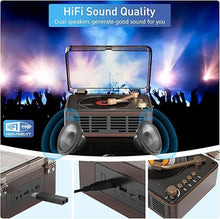 Load image into Gallery viewer, CD Player Portable with Bluetooth?Double HiFi Sound Speakers,Desktop CD Music Players,Support AUX/USB/Headphone Jack/Music Fiber Optics/FM Radio Boombox for Home,Office (Brown)
