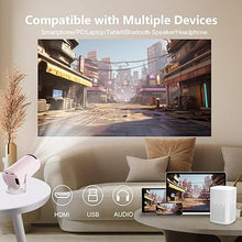 Load image into Gallery viewer, LQWELL® Projector, Mini Projector, Supports 5G Wifi &amp; BT5.0, Automatic Keystone, 220 Degree Angle, 130 Inch Display for Phone/PC/Lap/Xbox/Stick, 4K Home Cinema Projector, Pink (No Android OS)
