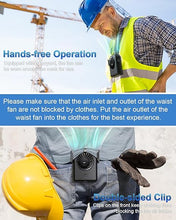 Load image into Gallery viewer, Portable Fan 10000mAh Rechargeable, Mini Waist Fan With Max 24H Working Time, 3 Speeds 5100RPM Strong Airflow Wearable Personal Clip Fan Belt Fan for Outdoor, Jobsite, Farms, Traveling, Fishing
