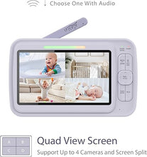 Load image into Gallery viewer, LEREVE Low EMF 5&quot; HD Baby Monitor with 2 Cameras, Auto Noise Reduce, No WiFi, PTZ Camera, Split Screen, Long Range, Lullaby, 2-Way Audio
