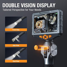 Load image into Gallery viewer, Teslong Articulating Borescope with Dual Lens Endoscope, 5-inch IPS Automotive Inspection Camera with Two-Way Articulation Tip, 6+1 LED Lights, Mechanics Fiber Optic Scope-Dia. 0.25 inch &amp; L 5.0 feet
