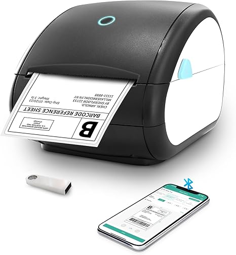 Shipping Label Printer Bluetooth - Thermal Shipping Label Printer Prints Clearly and Easy to Connect, Shipping Label Printer 4x6 for Small Business, Compatible with Amazon Etsy UPS USPS