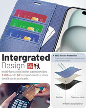 Load image into Gallery viewer, OCASE Compatible with iPhone 16 Wallet Case, PU Leather Flip Folio Case with Card Holders RFID Blocking Kickstand [Shockproof TPU Inner Shell] Phone Cover 6.1 Inch 2024, Denim Blue
