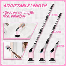 Load image into Gallery viewer, Electric Spin Scrubber, Cordless Cleaning Brush, Shower Scrubber with 8 Replaceable Brush Head, Power Cleaning Brush with Extension Handle, 2 Adjustable Speed, for Bathtub Tile Floor (Pink)
